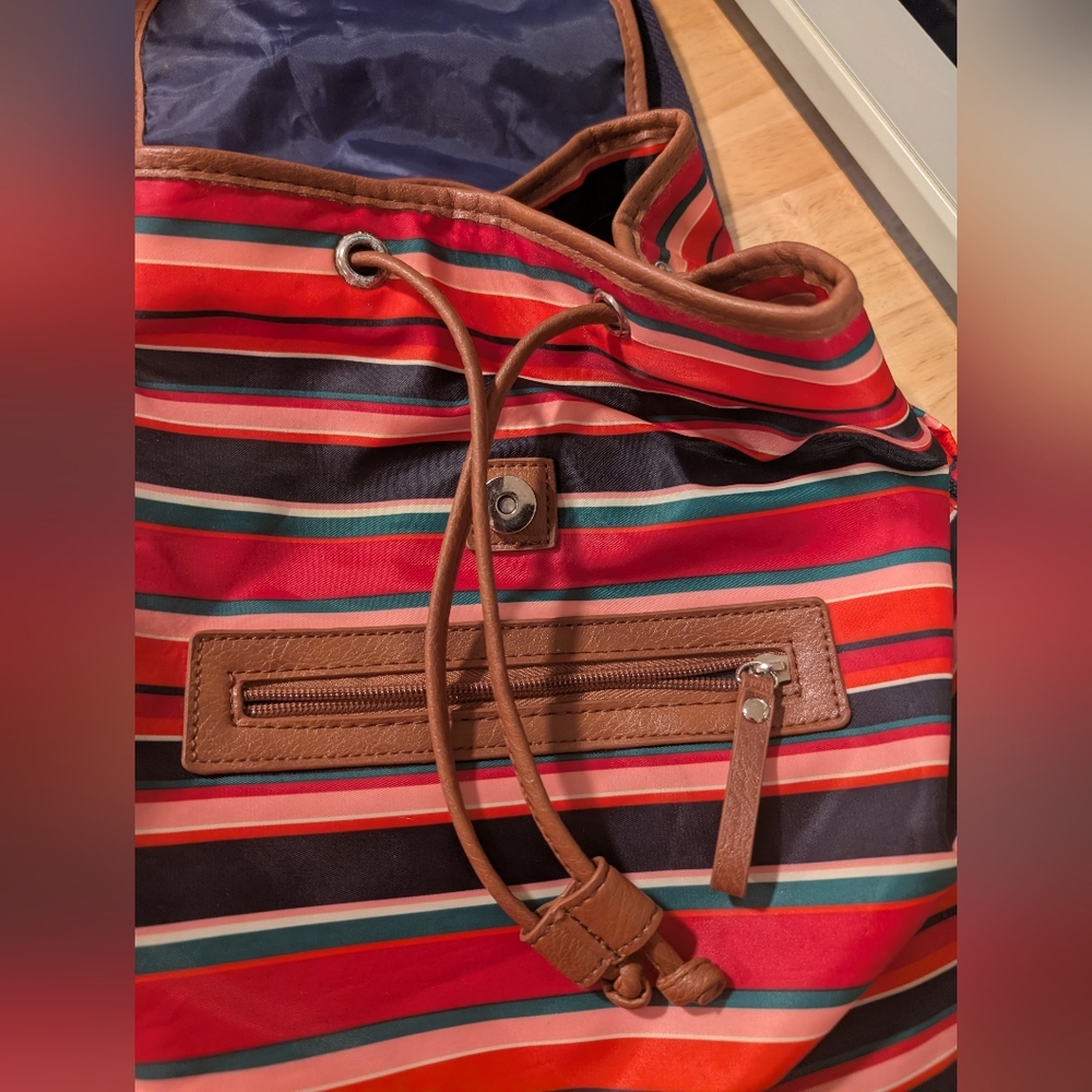 Bueno Multicolored Bright Striped Drawstring Backpack - Picture 2 of 8
